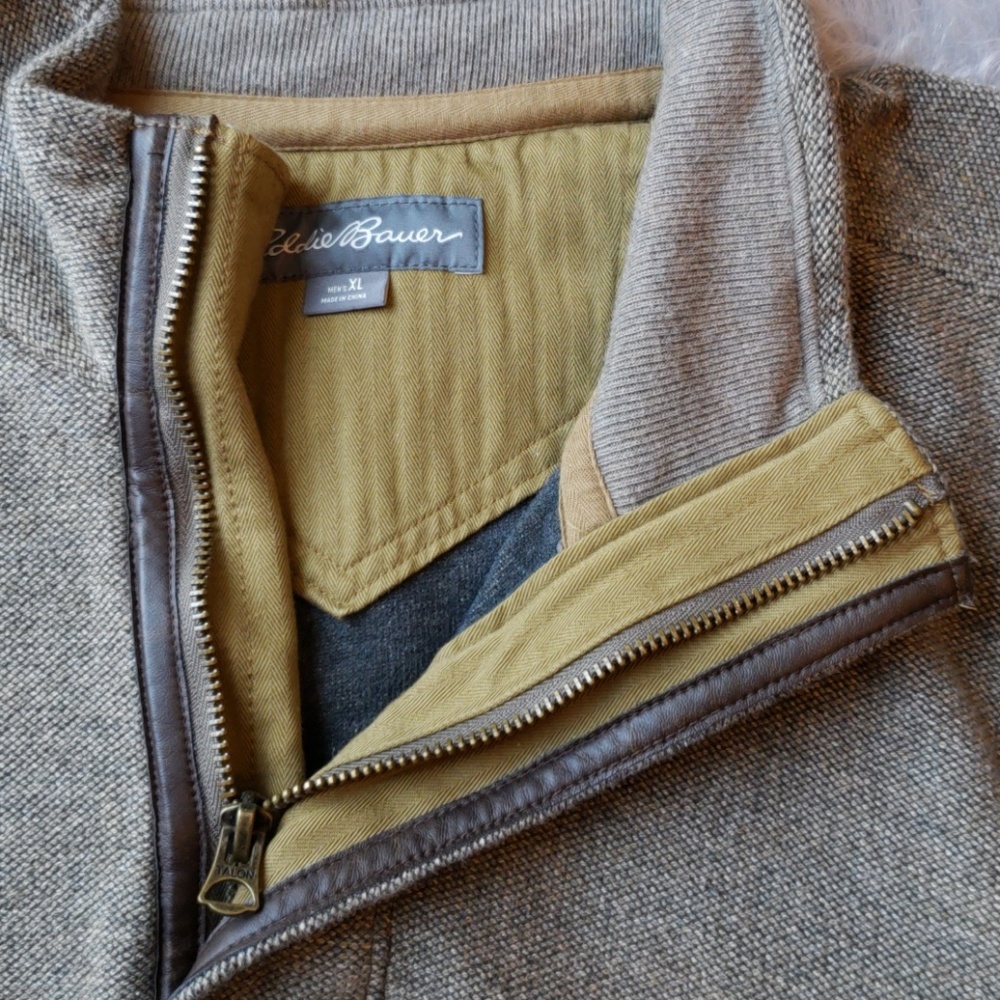 Eddie Bauer Men's Brown Quarter Zip Sweater - Picture 2 of 6